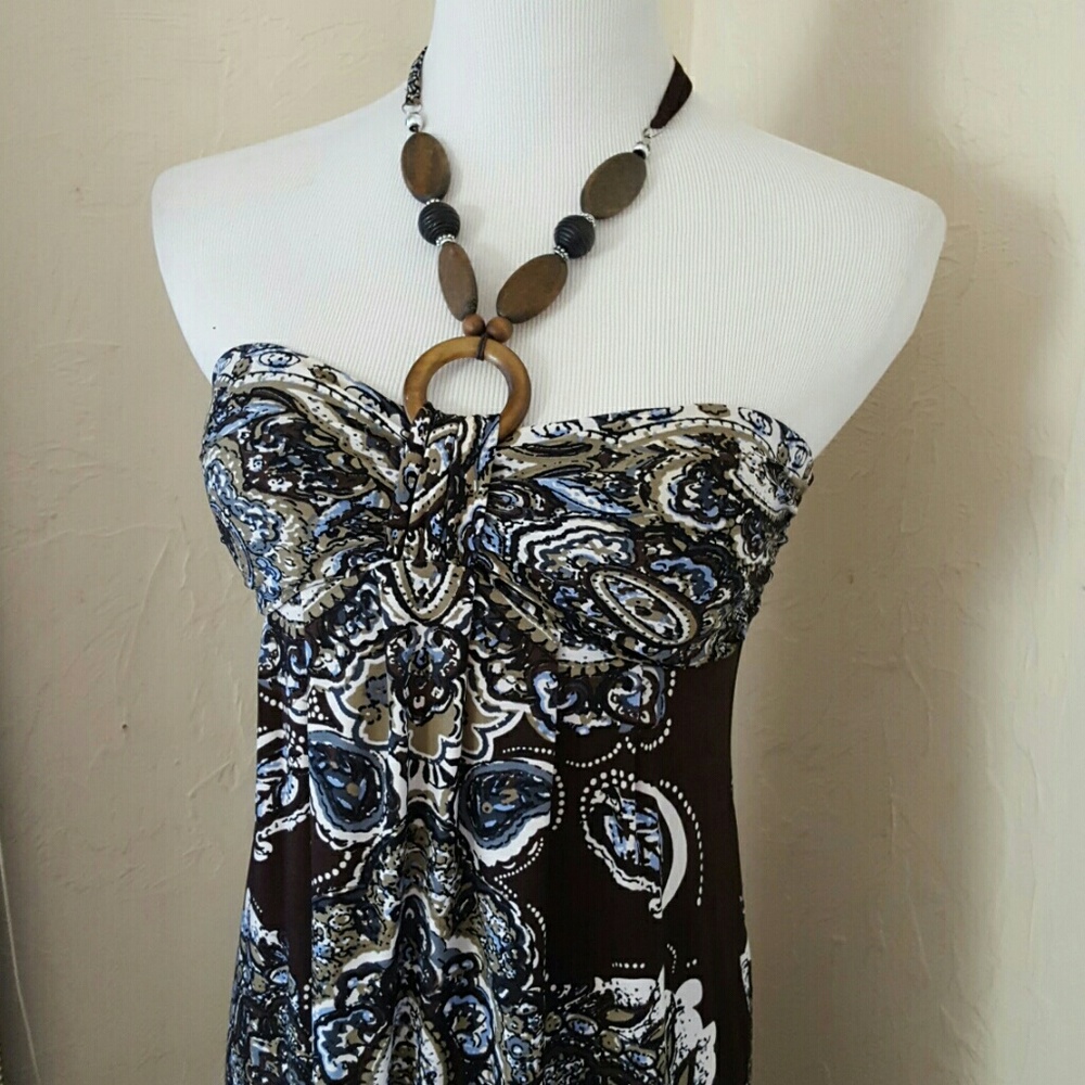 Carole Little tropical resort maxi column dress